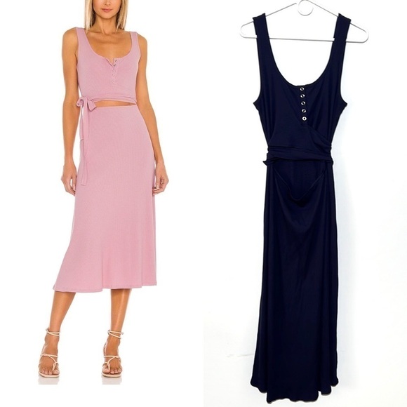 Lovers Friends Cut Tied Ribbed Dress midi - Picture 1 of 8